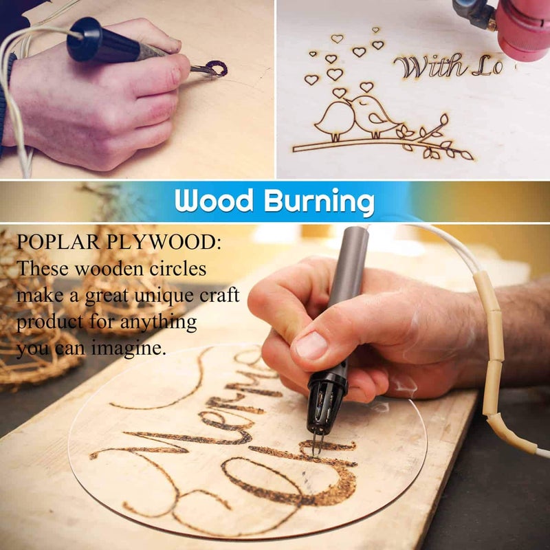 Audab Wood Circles for Crafts, Audab 12 Pack 12 Inch Unfinished Wood Rounds Wooden Cutouts for Crafts, Door Hanger, Door Design, Wood Burning - Image 5